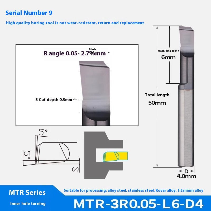 1123-Tungsten steel small hole boring cutter MTR centering machine stainless steel special small diameter boring cutter integral tungsten carbide internal hole boring cutter Shandong Denso Pricision Tools Co.,Ltd.